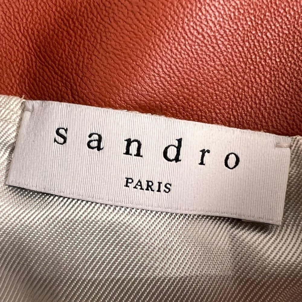 Sandro Aubin Seamed Leather Mini Skirt In Caramel - Picture 4 of 16